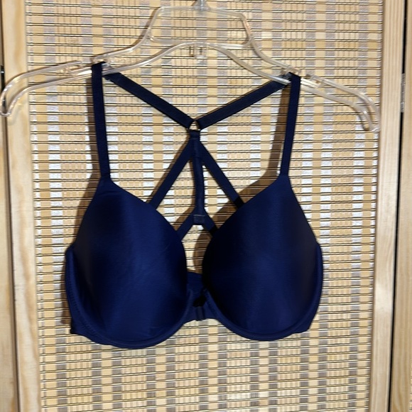 Victoria's Secret Lined Perfect Coverage Front Close Racerback Blue Bra 32DD - Picture 2 of 15